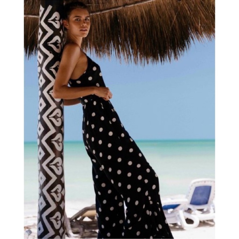 Billabong Jumper In Polka Dot Ruffle Leg Jumper Black/White Size M - Picture 4 of 8